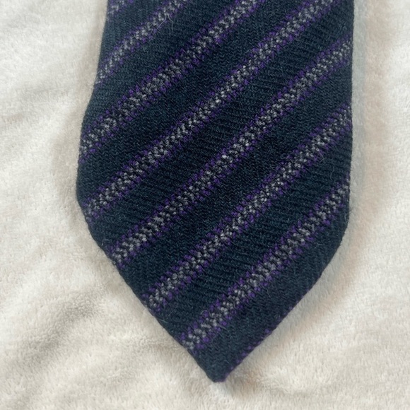 NWT ETON 100% Wool Made in Italy Navy Stripe Slim Classic Tie Lux - Picture 3 of 11